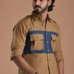 Camel Brown Hunt in Style Shirt | Premium Men's Sportswear | Classic Outdoor Design | Comfortable Cotton Fabric | Size 36-44